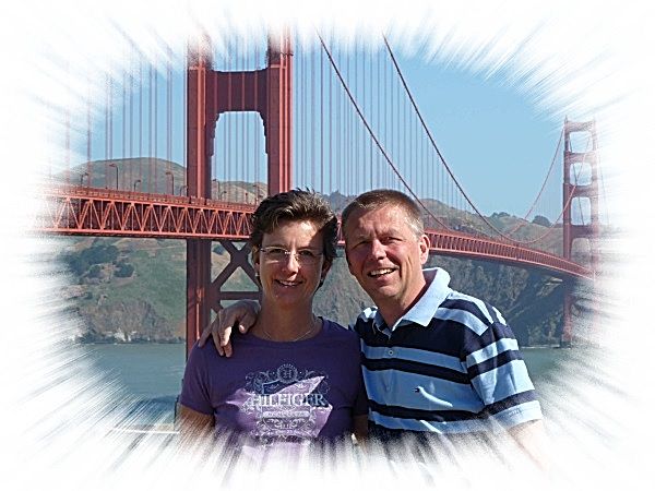 Elke und Patrick vor der Golden Gate Bridge im Mai 2011